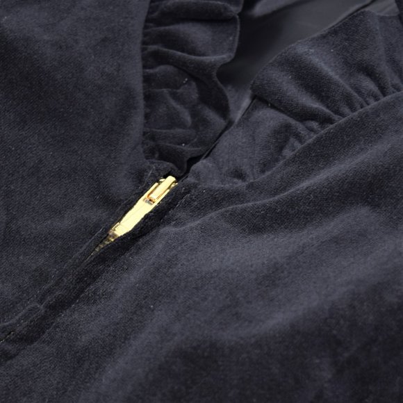 Jones New York Velvet Evening Cocktail Jacket Dress Ruffle V-neck Gold Zipper 12 - Picture 10 of 14